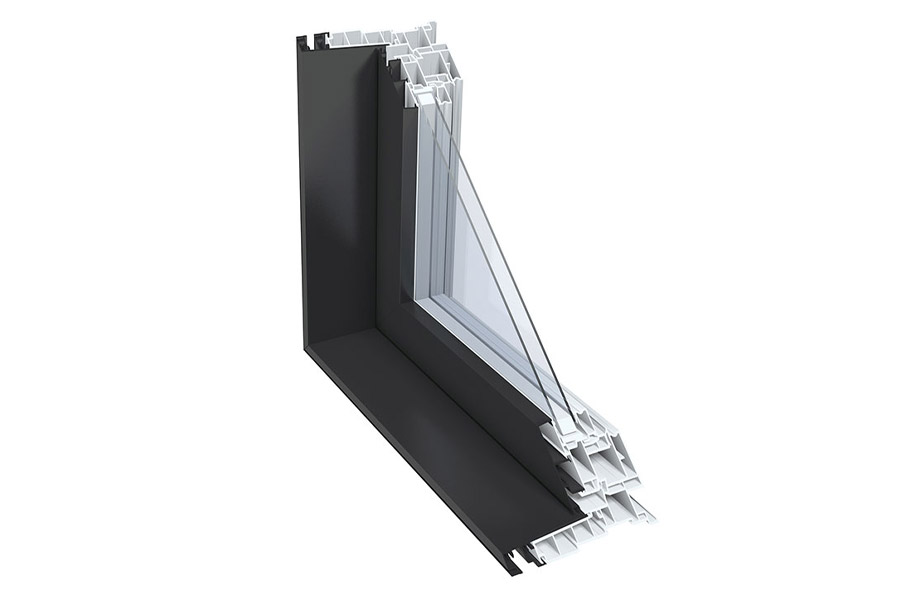 Hybrid frame (PVC covered with aluminum) casement window